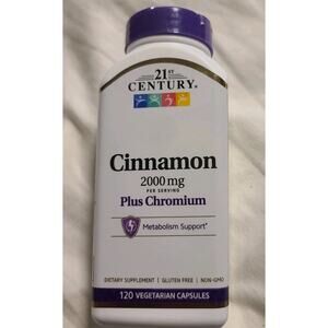 21st Century Cinnamon 2000mg Plus Chromium Vegetarian Capsule 120 Count